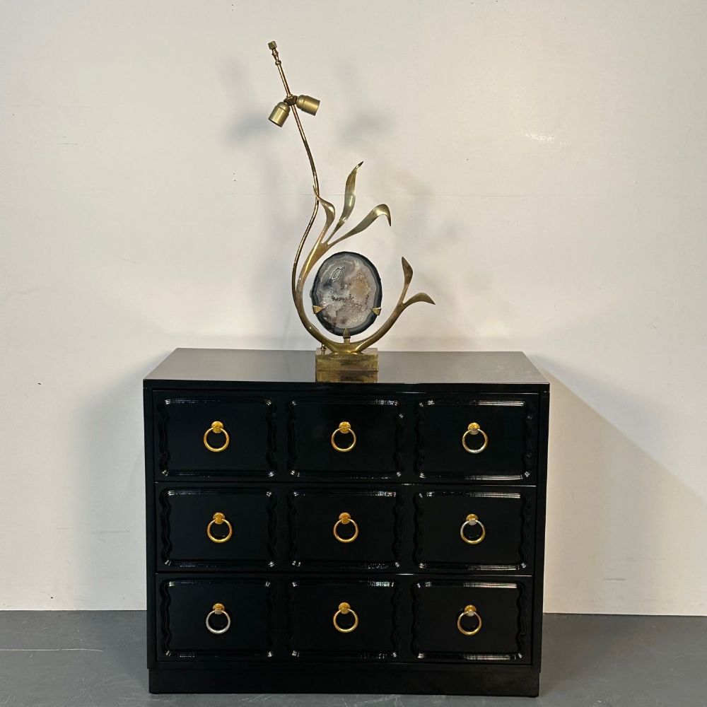 Mid-Century Modern Signed Willy Daro Bronze, Agate Sculptural Table Lamp, 1970s
