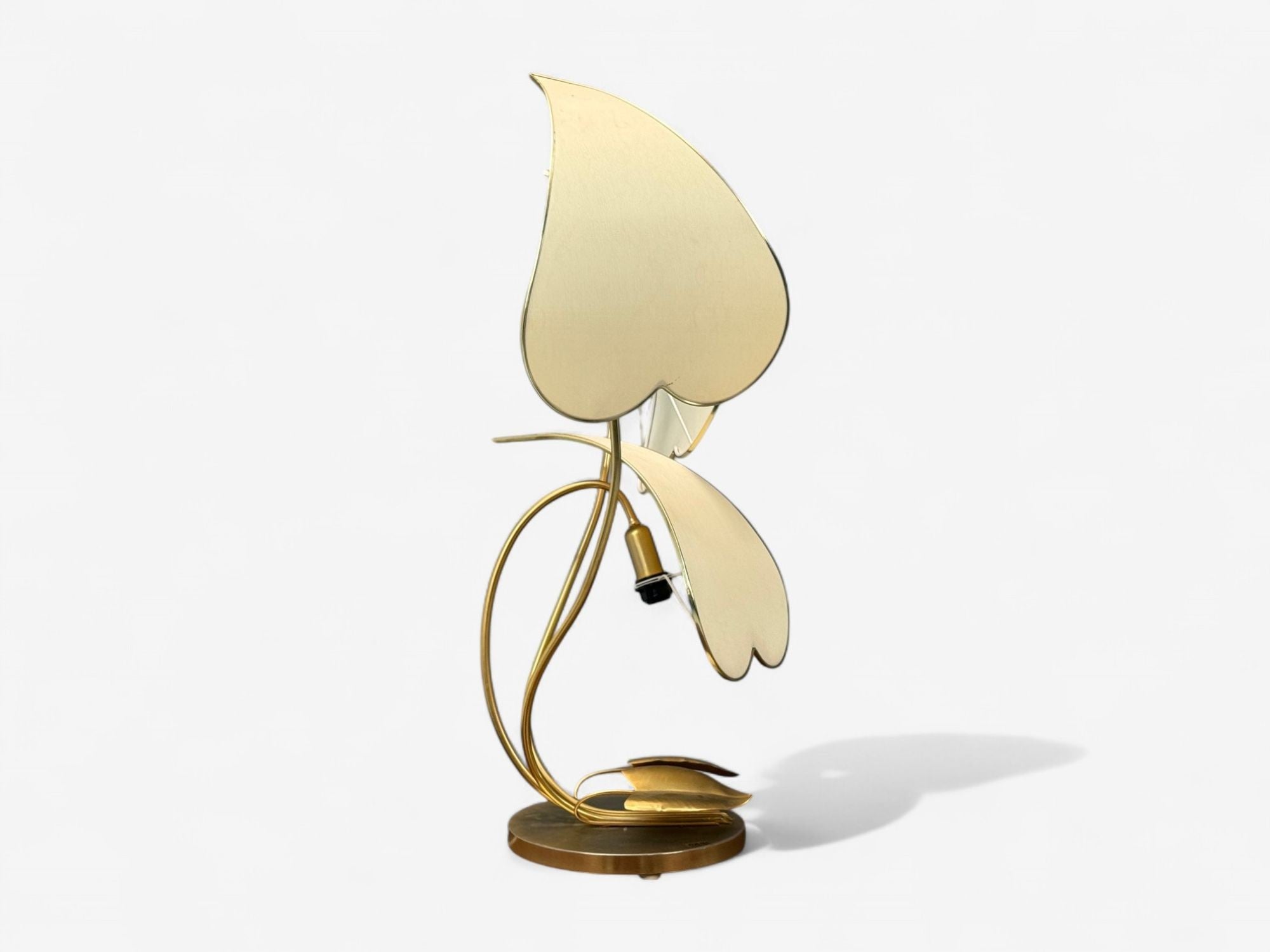 Italian Modern, Gilt Iron, Fabric, Large Table Lamp, Italy, 1970s