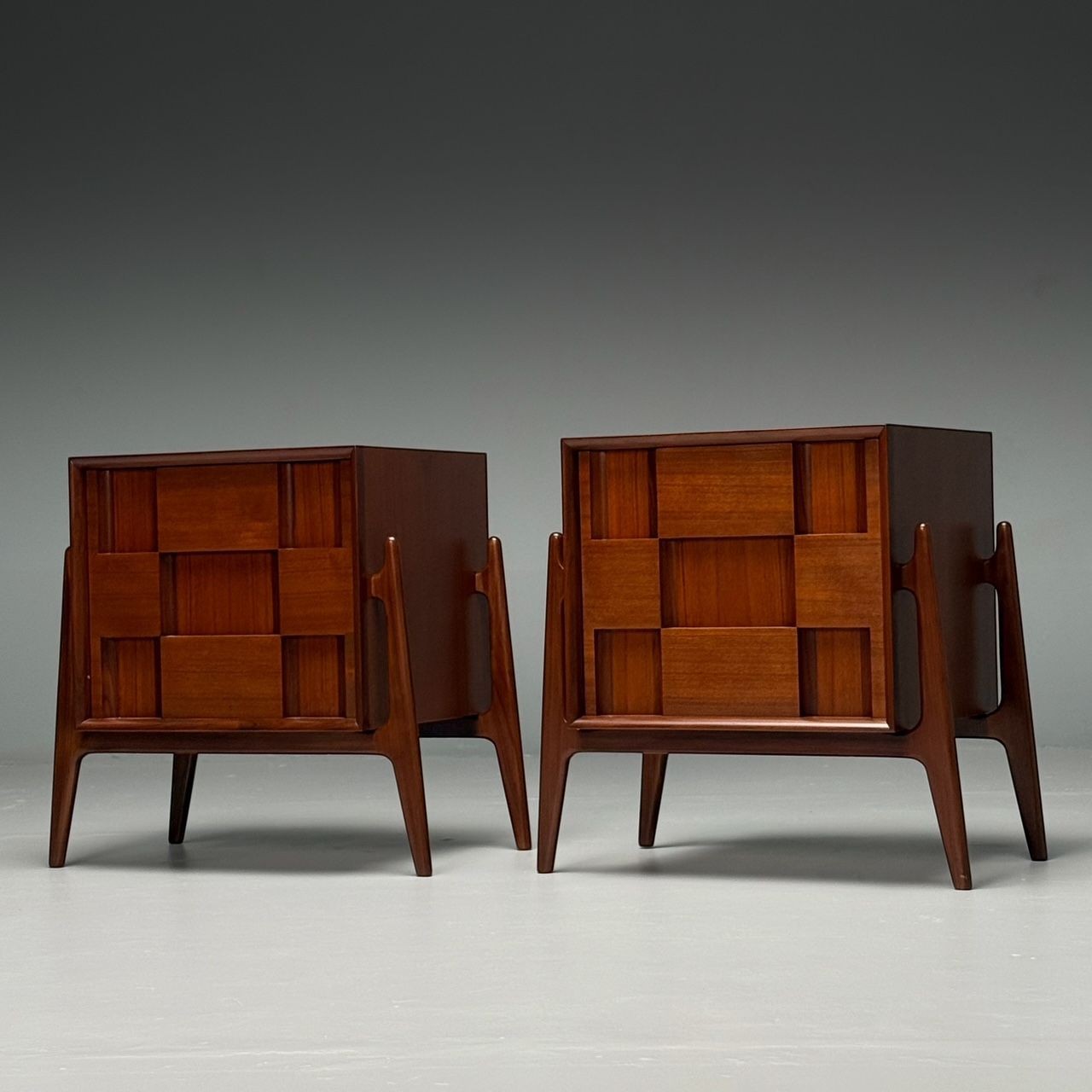 Jorgen Clausen, Danish Mid-Century Modern, Sculptural Nightstands, Teak, 1960s