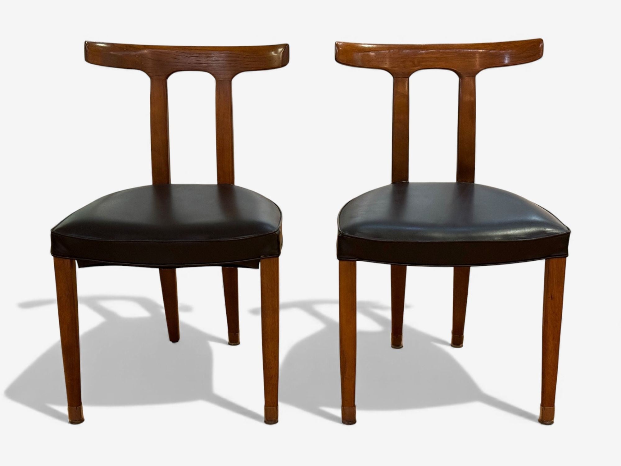 Ole Wanscher, Teak, Leatherette, T-Back Occasional Chairs, Denmark, 1960s