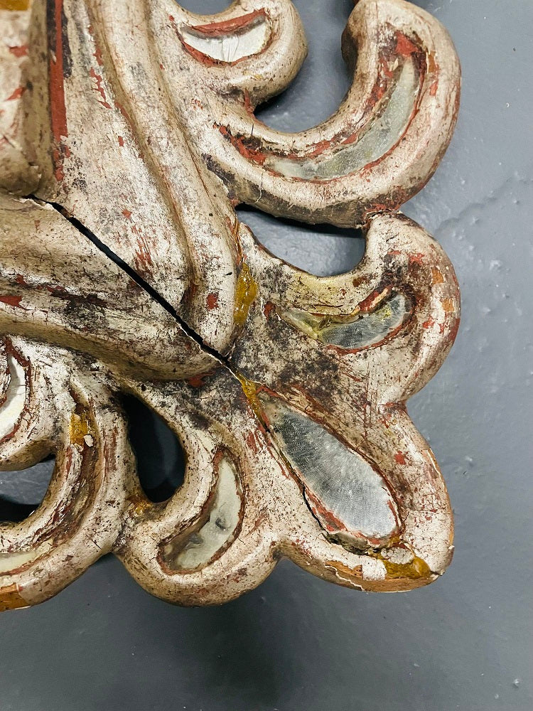 French Hollywood Regency Silver Leaf Wall / Console / Pier Mirror, Distressed