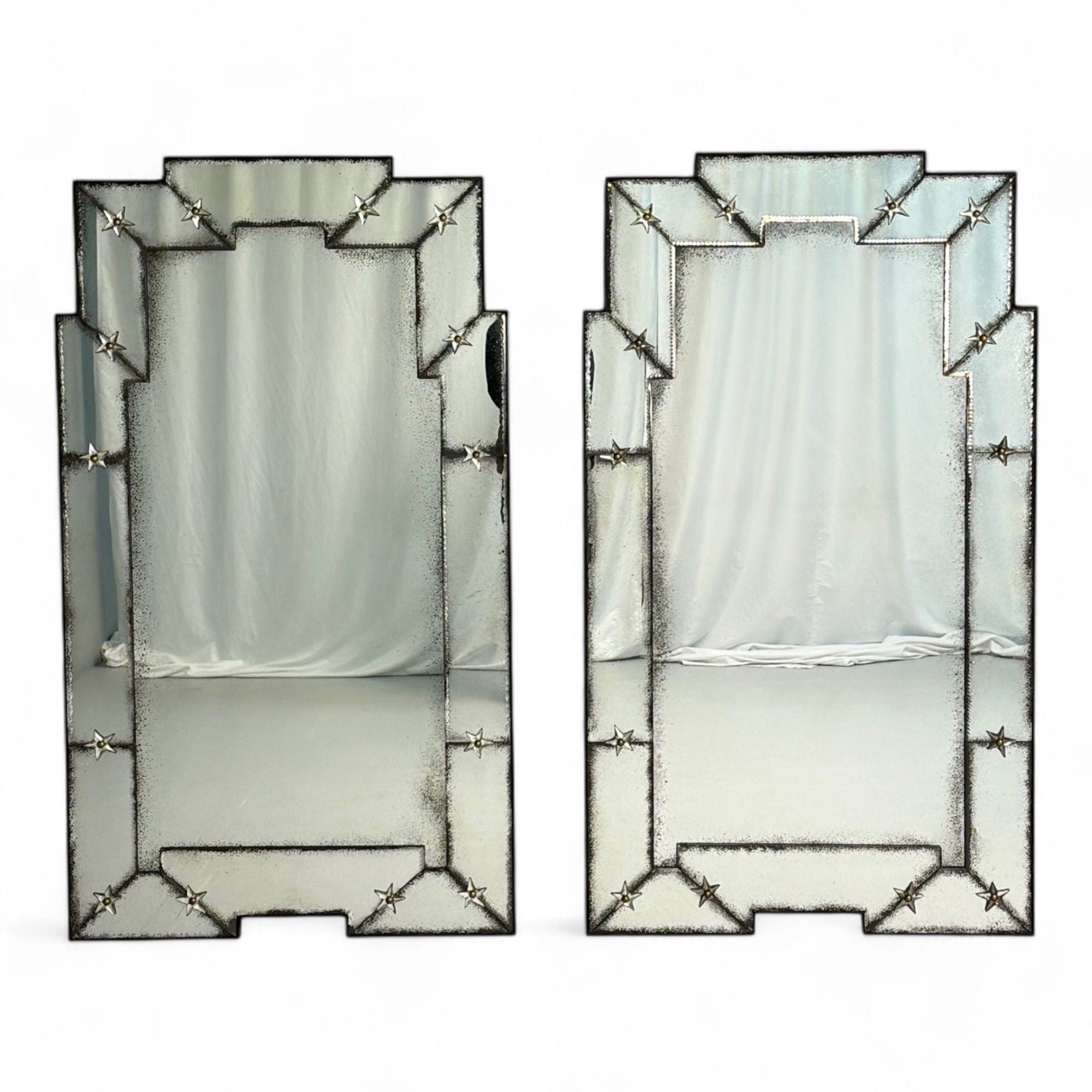 Art Deco Style, Antique and Beveled Glass, Venetian Wall Mirrors, 21st C.