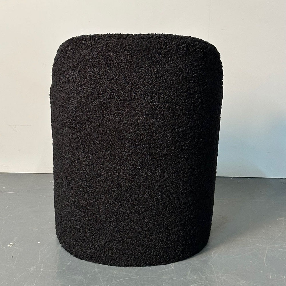 Single Mid-Century Modern Style Arm / Lounge Chair, Black Boucle, Organic Form