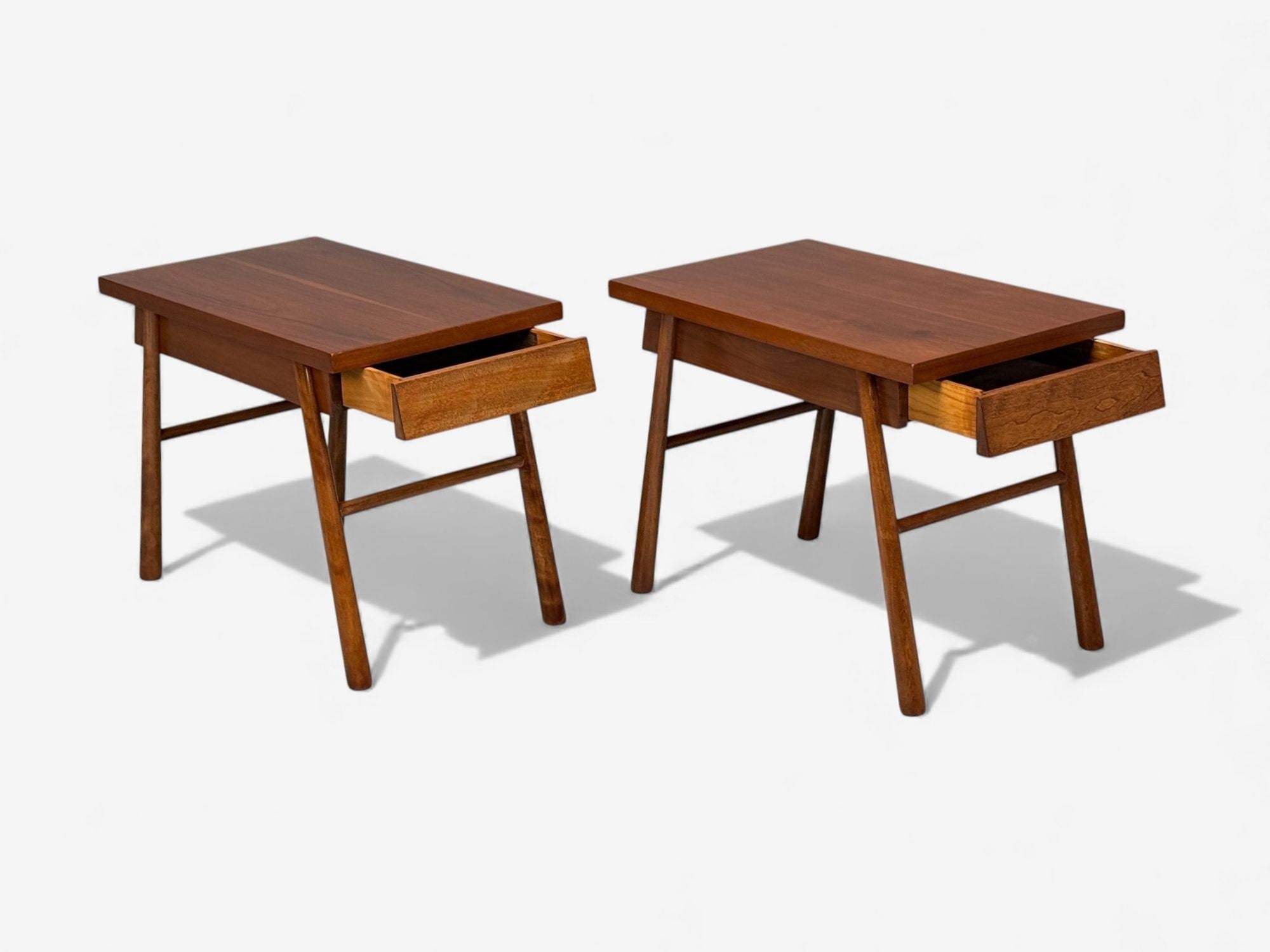 T.H. Robsjohn-Gibbings, American Modern, Mahogany, End Tables, USA, 1950s