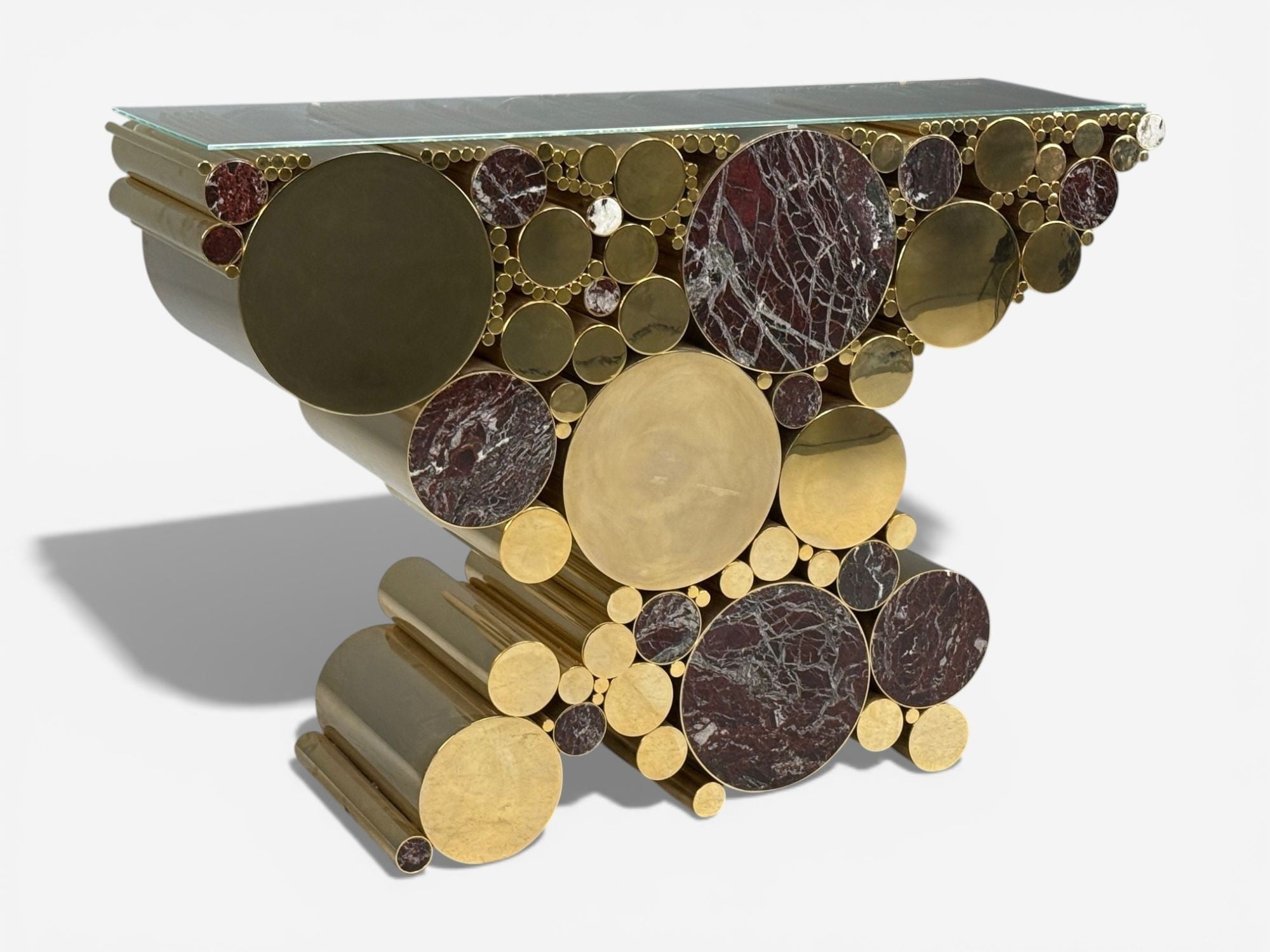 Malabar, Polished Brass, Marble, Wanderlust Console, Portugal, 21st c.