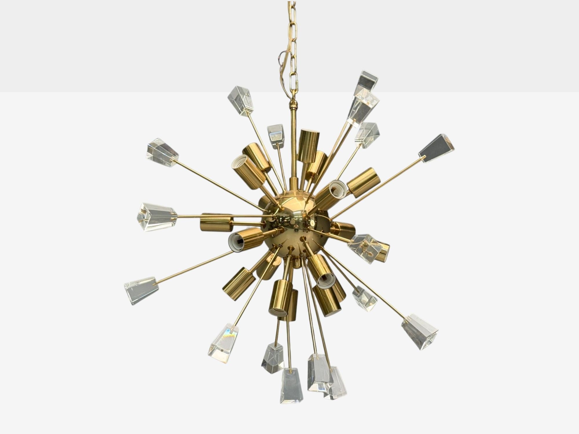 American Modern, Brass, Lucite, Sputnik Chandelier, USA, 1980s