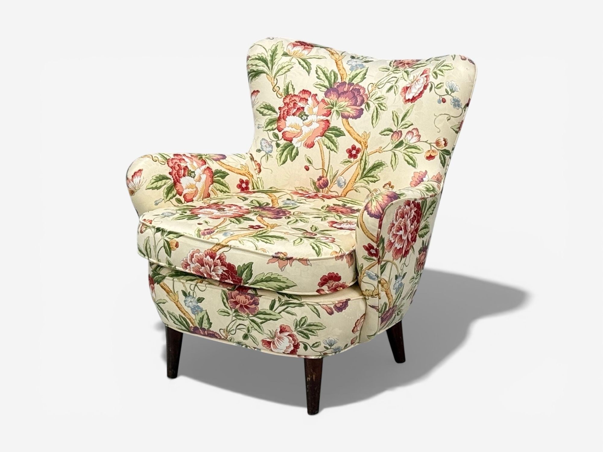 Ernst Schwadron Style, Mahogany, Fabric, Organic Lounge Chairs, USA, 1960s