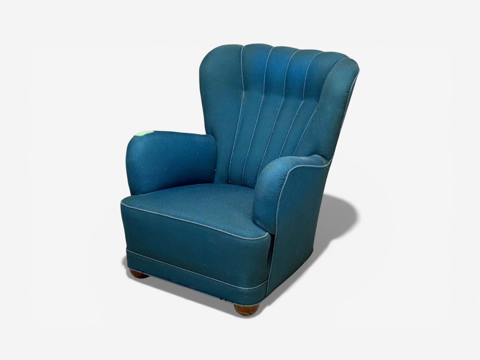 Danish Cabinetmaker, Lounge Chair, Beech, Wool, Denmark, 1930s