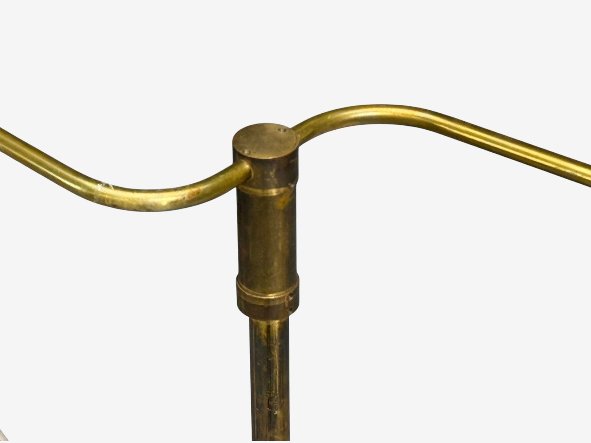 Swedish Modern, Organic Floor Lamp, Brass, Wood, Sweden, 1940s