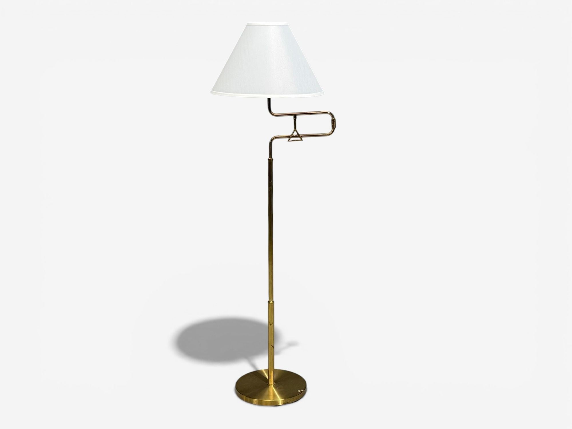 Armaturhantverk Göteborg, Articulating Floor Lamp, Brass, Fabric, Sweden, 1960s