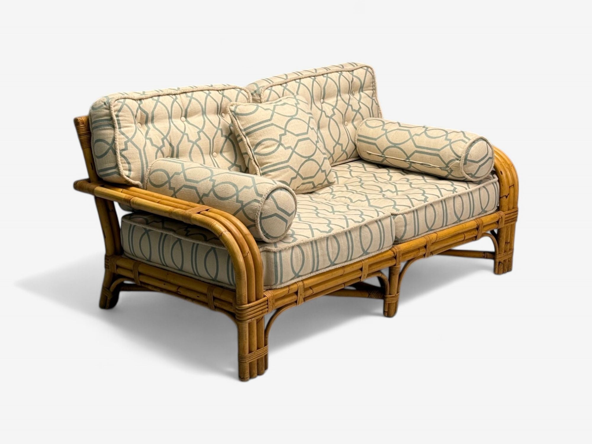 Bielecky Brothers, Modern Two Seater Sofa, Settee, Cane, Bamboo, USA, 21st C.