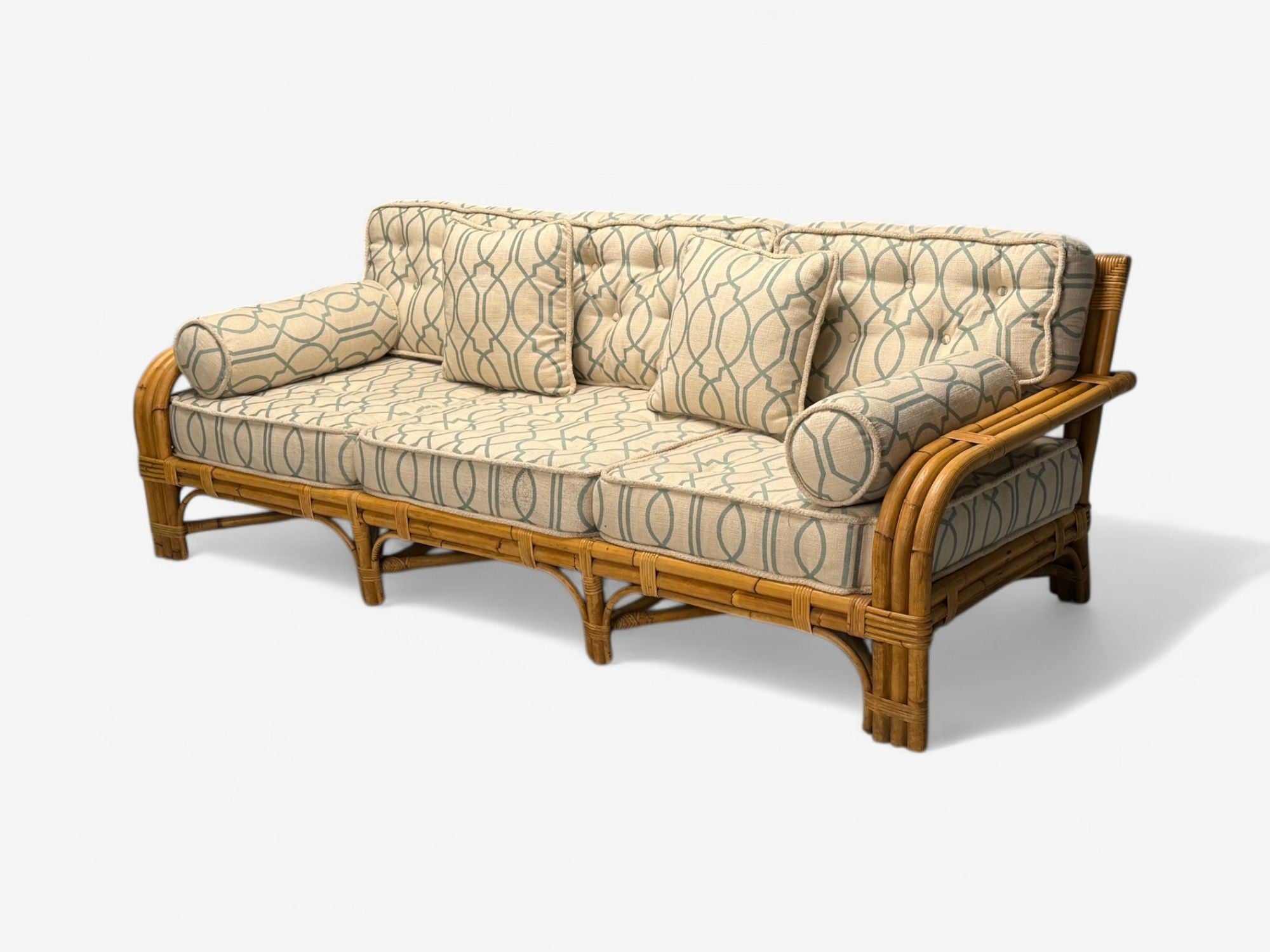 Bielecky Brothers, Modern, Large Three Seater Sofa, Rattan, Bamboo, USA, 21st C.