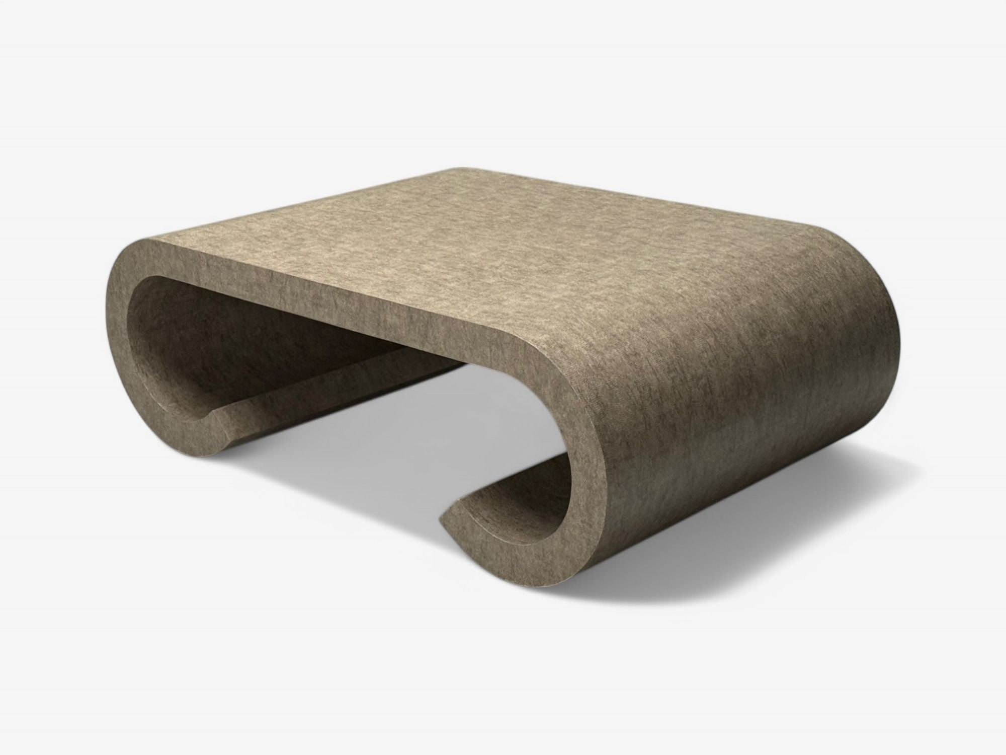 Karl Springer Style, Mid-Century Modern, Grey Faux Shagreen, Coffee Table, 1980s