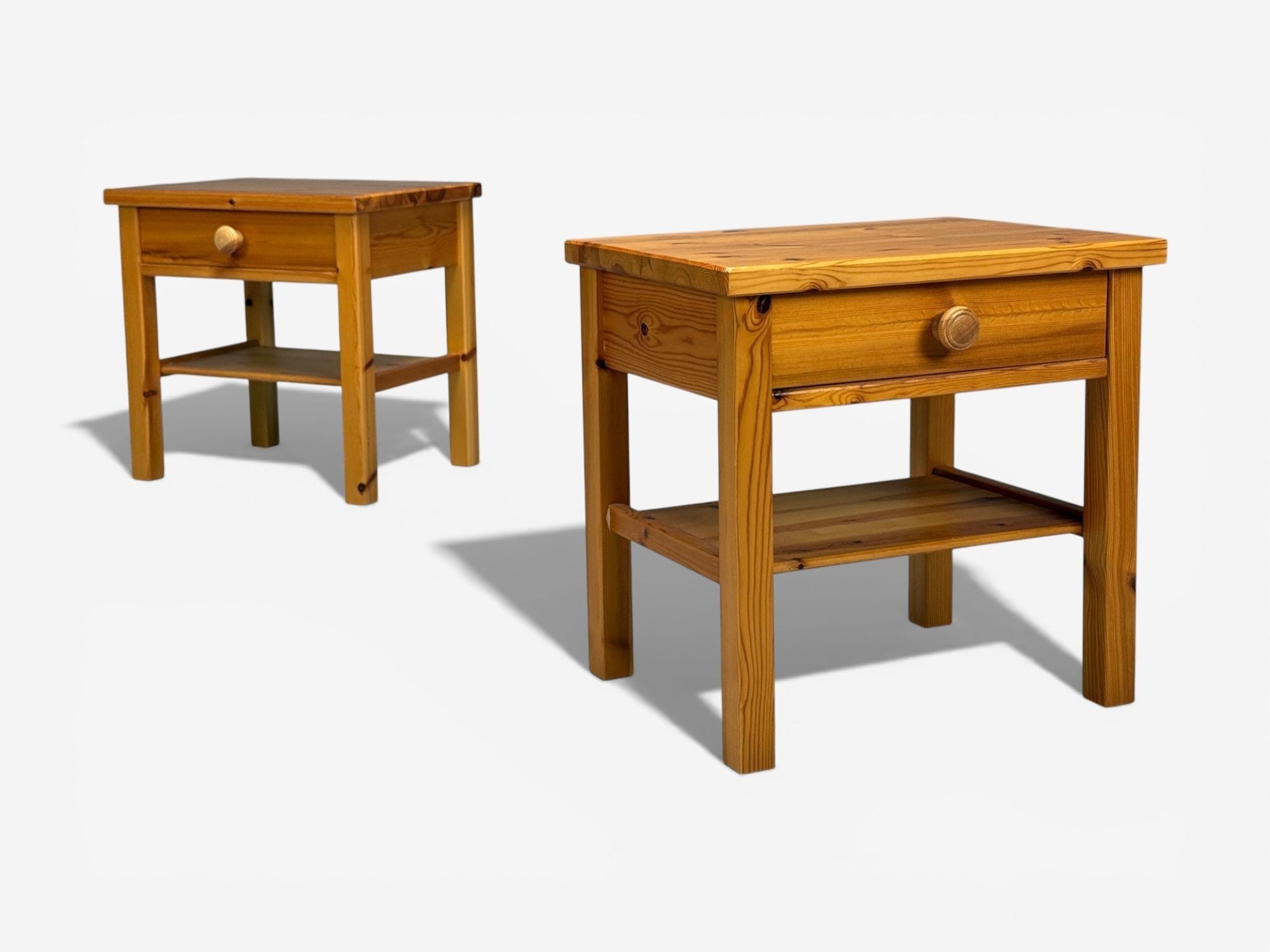 Swedish Modern, Nightstands, Pine, Sweden, 1970s
