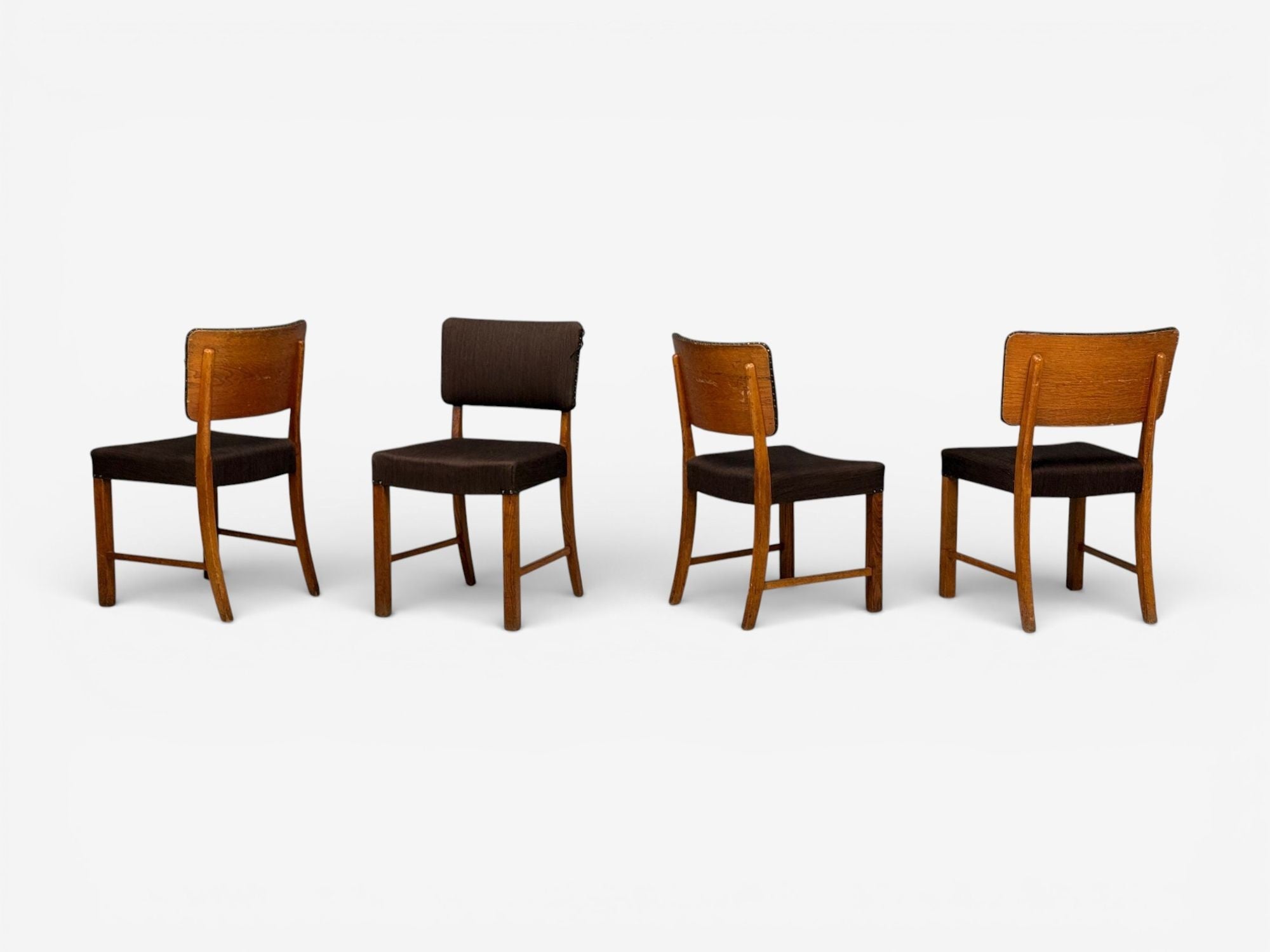 Fritz Hansen, Six Dining Chairs, Oak, Wool, Denmark, 1930s