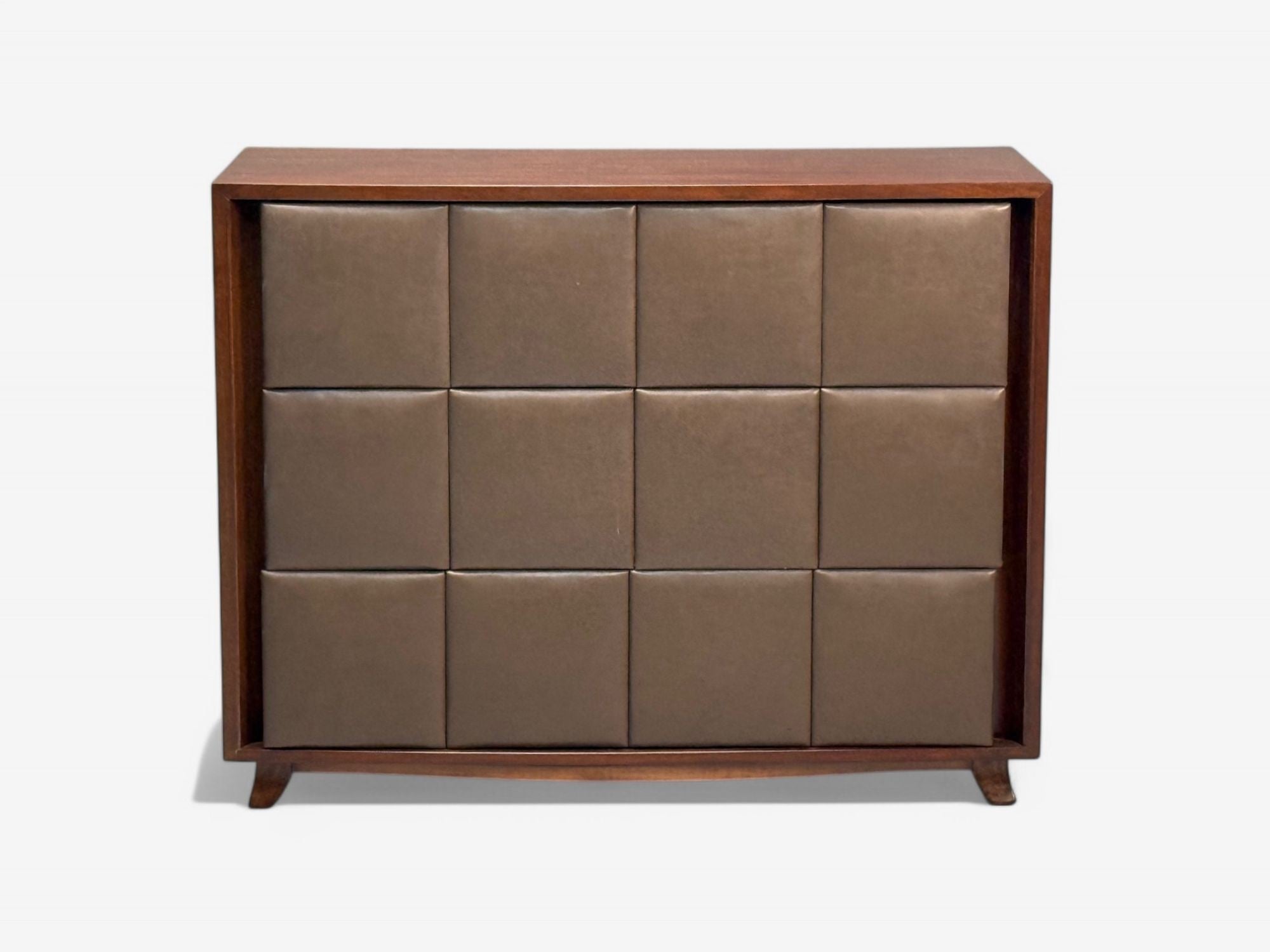 Gilbert Rohde, Mid-Century Modern, Dressers, Leather, Stained Wood, 1940s