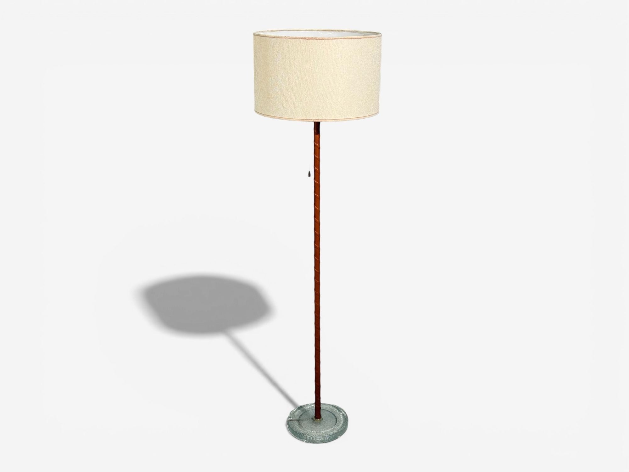 Falkenbergs Belysning, Floor Lamp, Leather, Glass, Sweden, 1960s