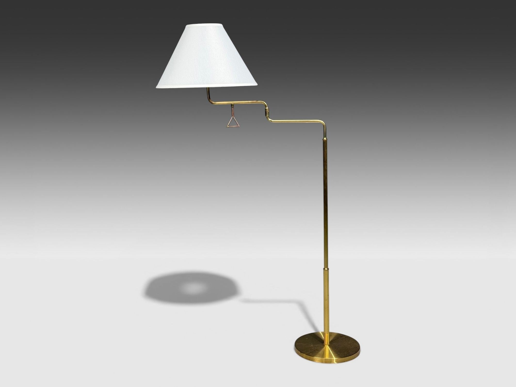 Armaturhantverk Göteborg, Articulating Floor Lamps, Brass, Fabric, Sweden, 1960s