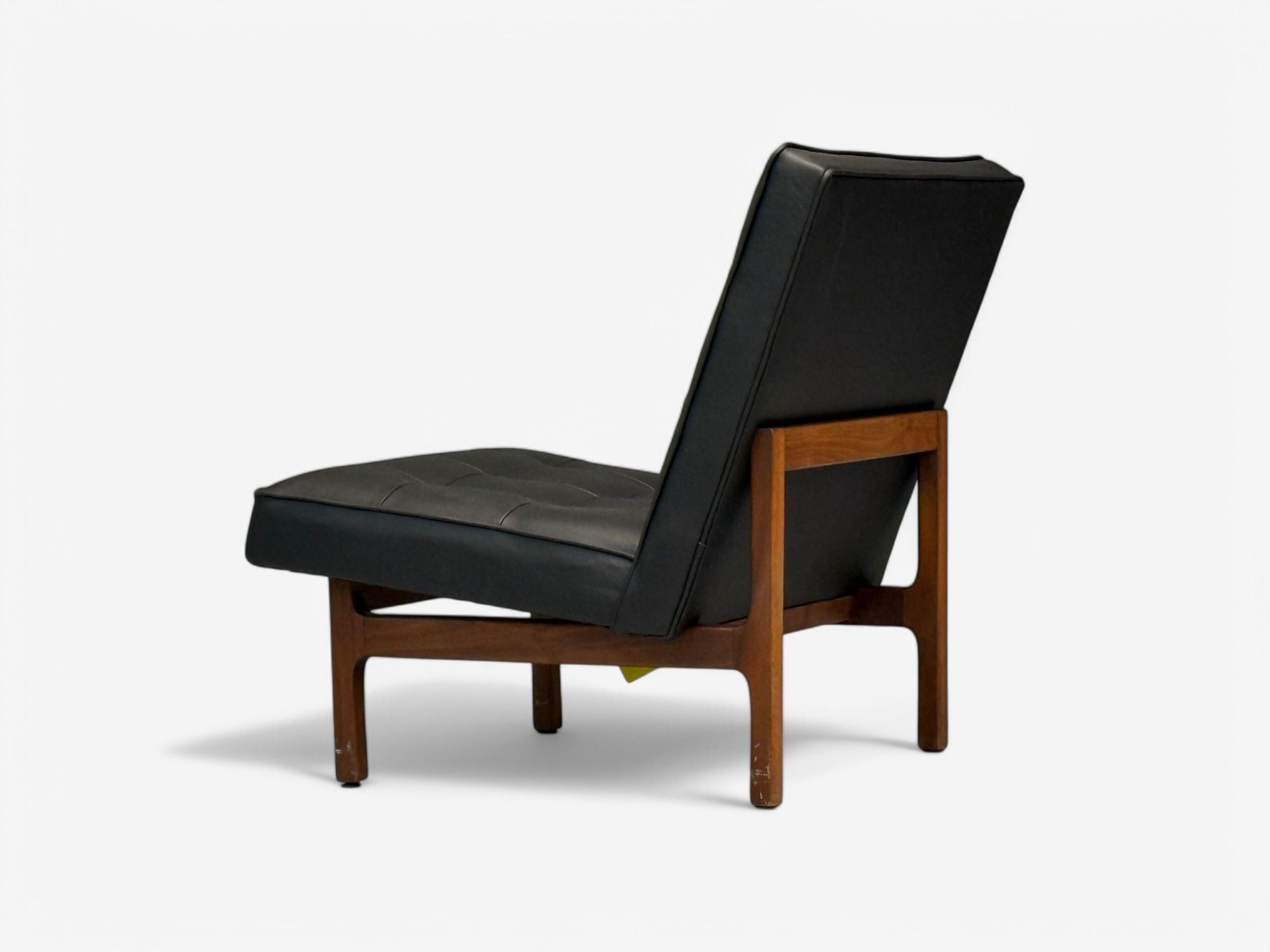 Thayer Coggin, Danish Modern Style, Tufted Black Leather, Lounge Chairs, 21st C.