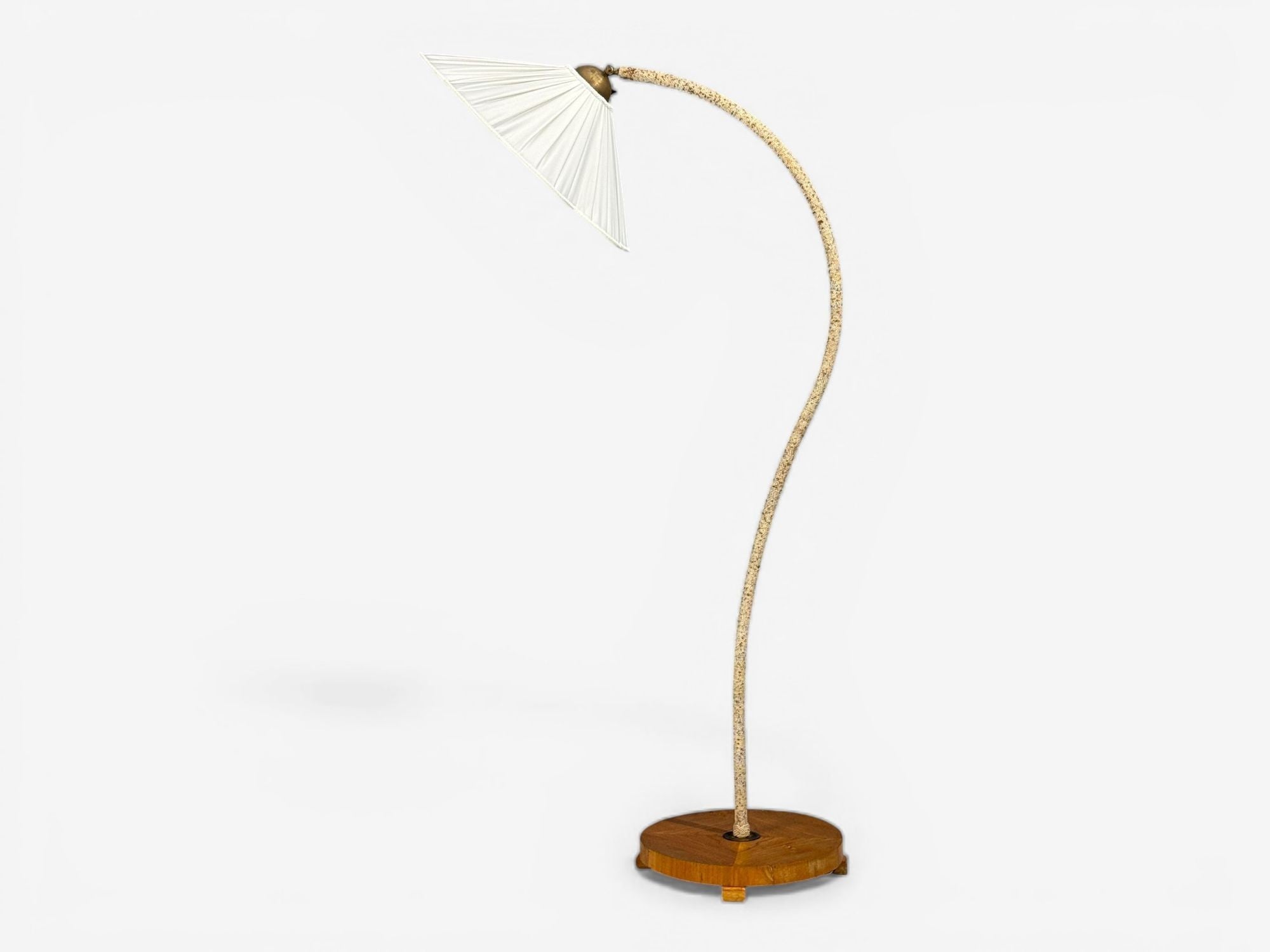 Swedish Modern, Organic Floor Lamp, Cord, Wood, Sweden, 1930s