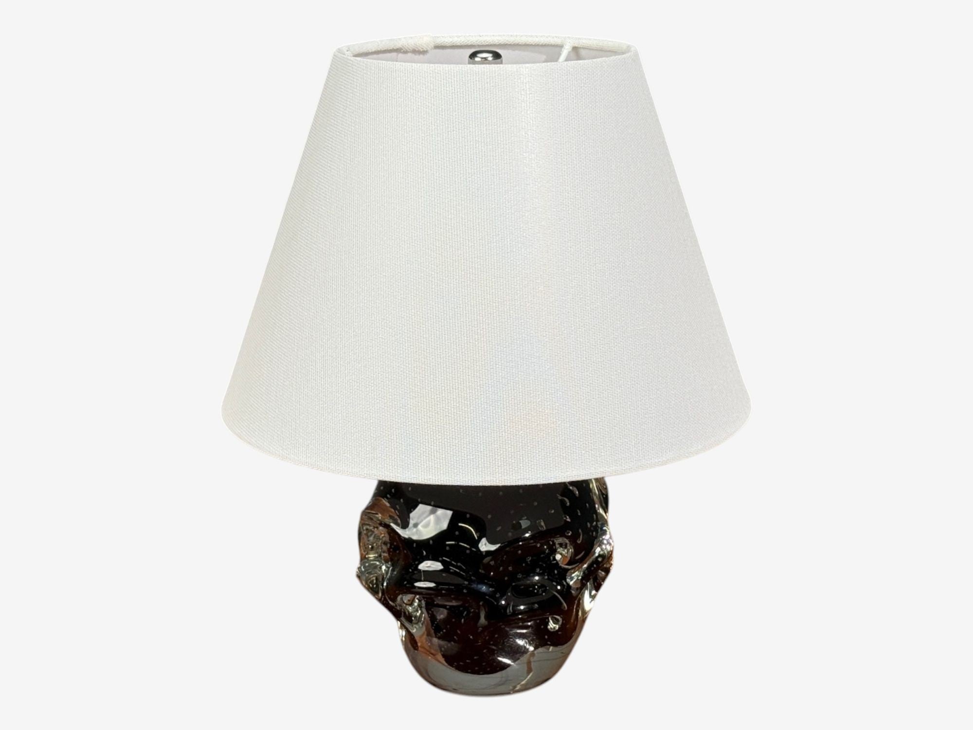 Kosta, Small Table Lamp, Black Glass, Sweden, 1950s