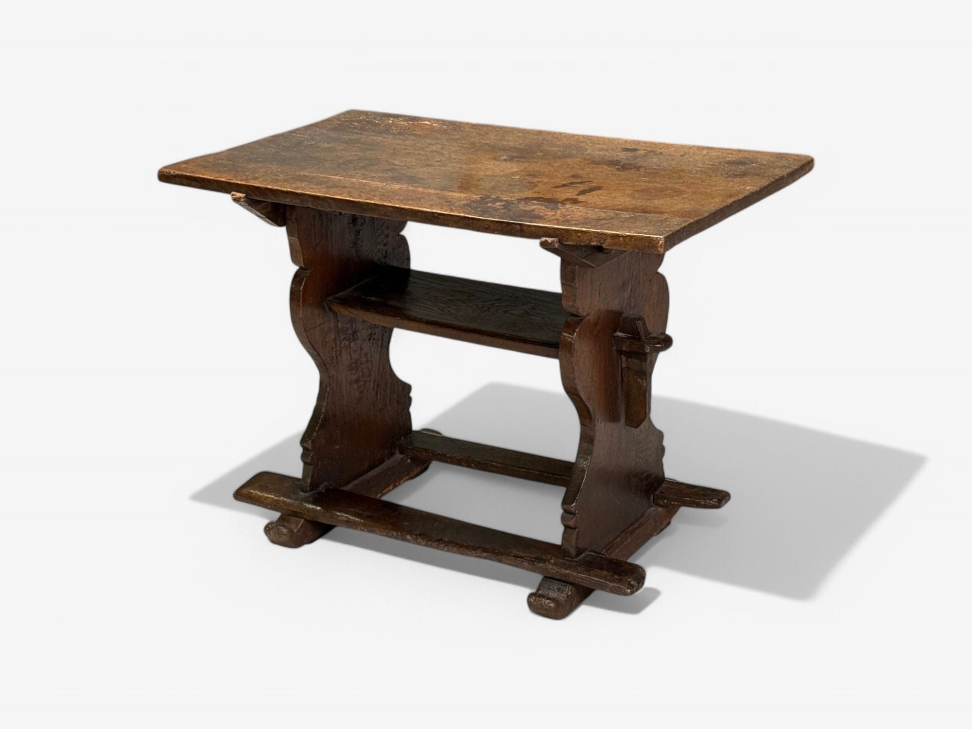 Flemish, Oak, Rustic Side or Console Table, Belgium, 17th C.