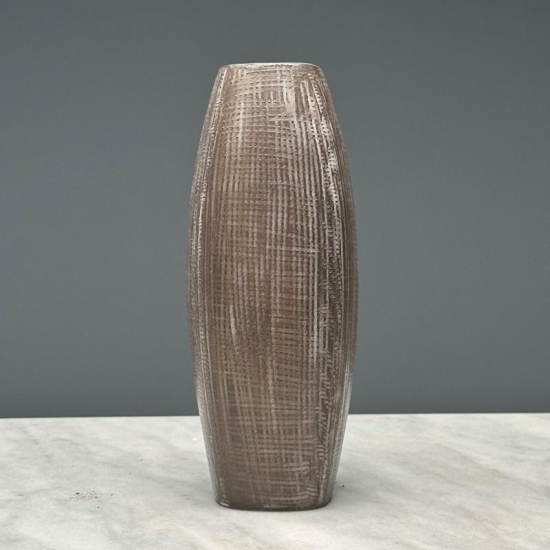 Ingrid Atterberg, Ekeby, Swedish Mid-Century Modern, Tan Vase, Stoneware,1960s
