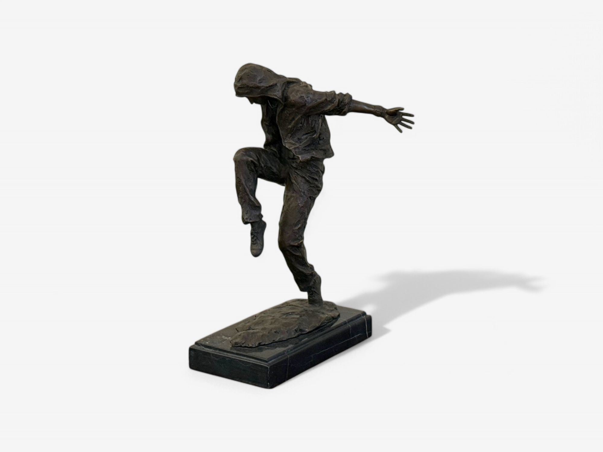 Mid-Century Modern, Bronze, Table-Top Sculpture, Break-dancer Statue, USA, 1980s