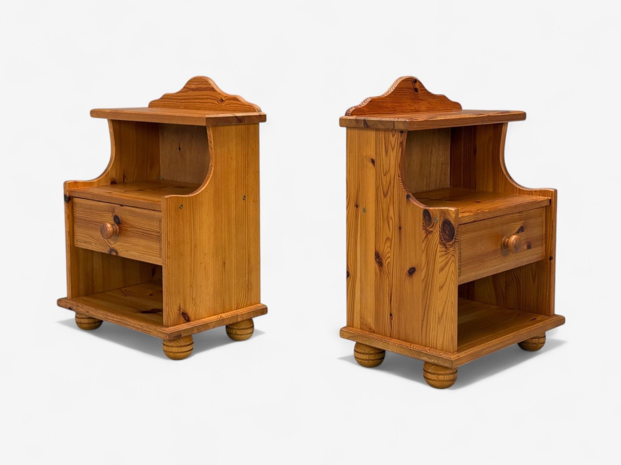 Swedish Modern, Pine, Nightstands, Sweden, 1960s