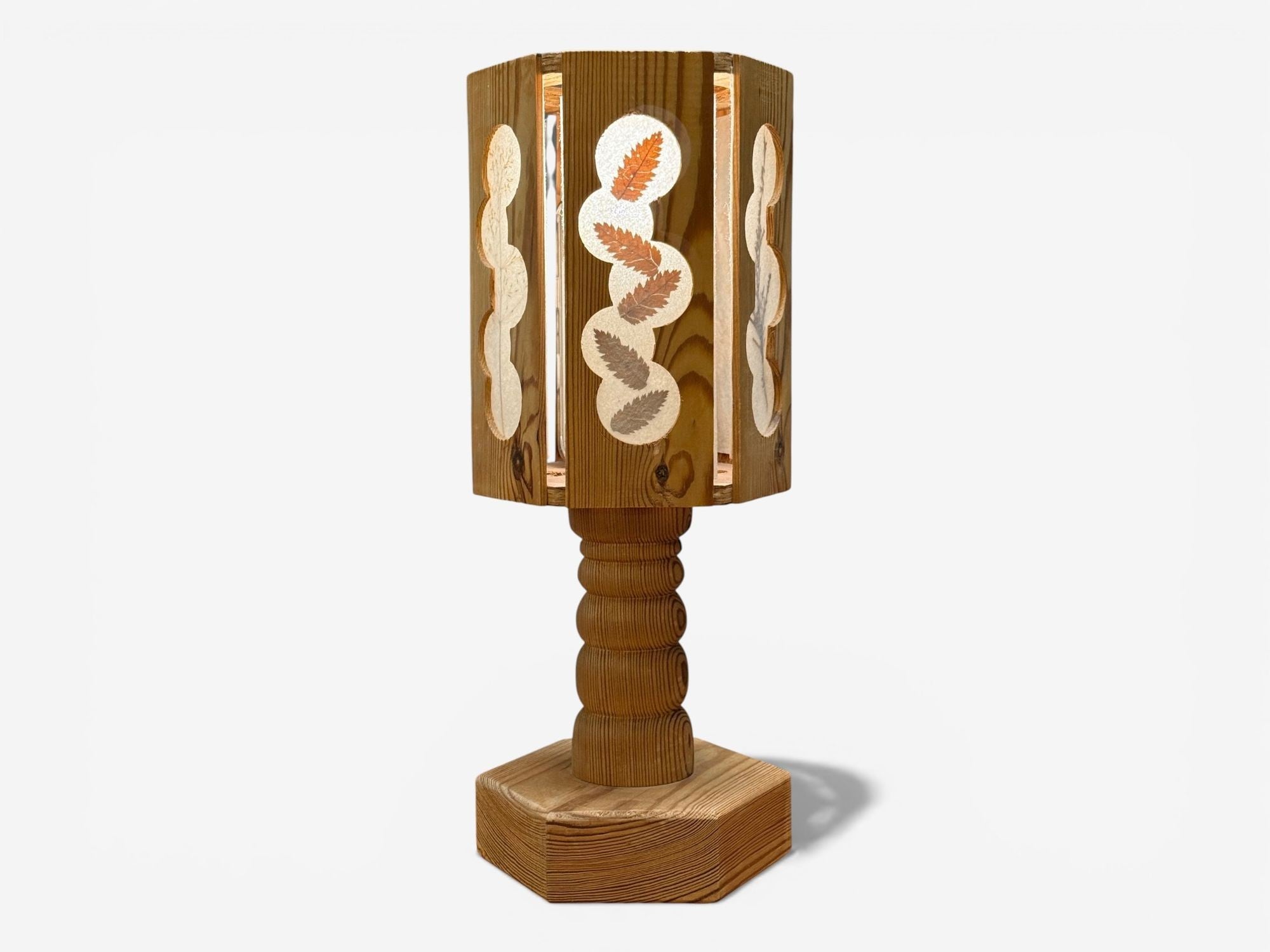 Swedish Modern, Table Lamp, Pine, Fabric, Sweden, 1940s