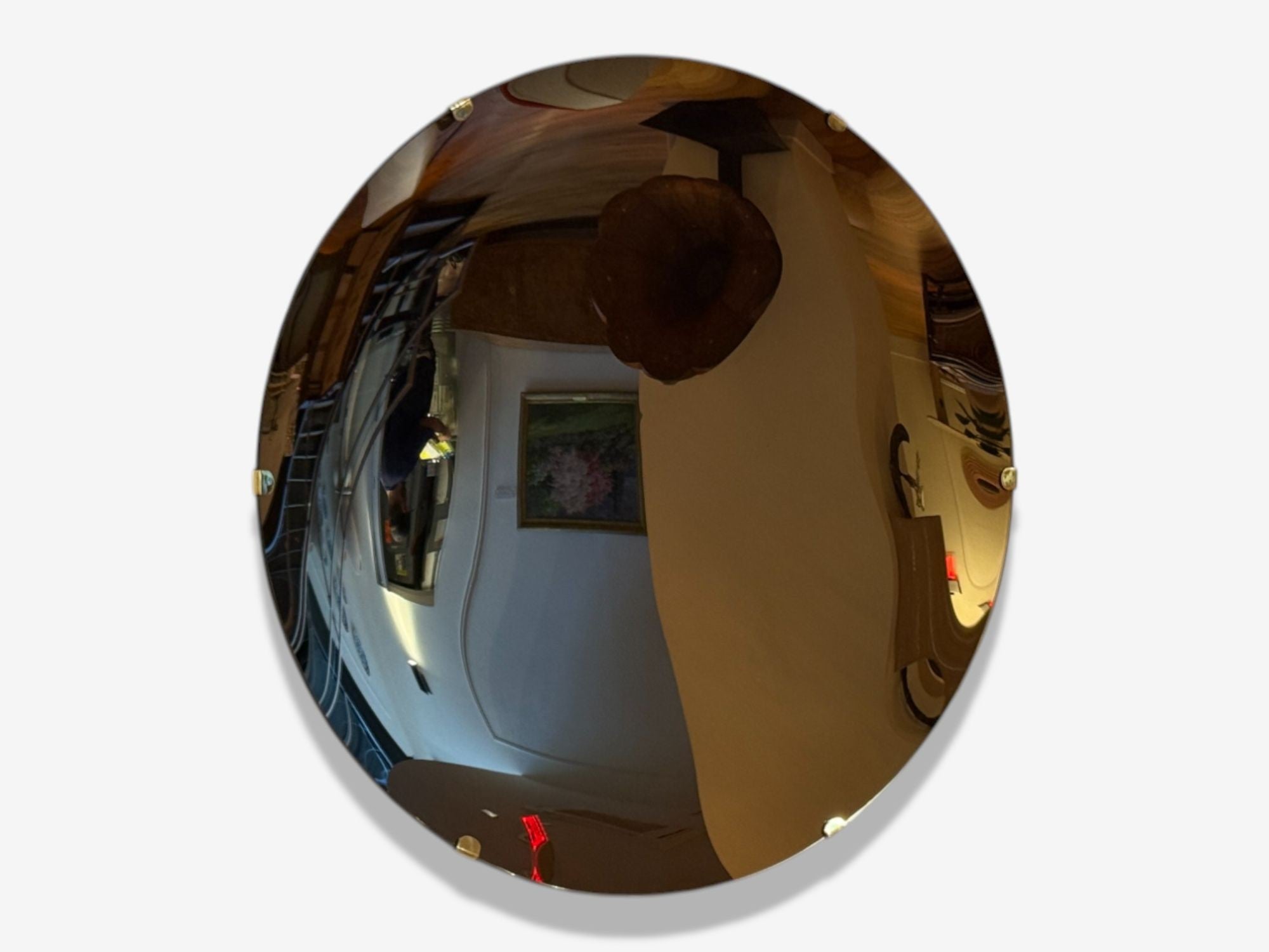Contemporary, Concave Glass, Brass, Bronze Modern Space Age Wall Mirror