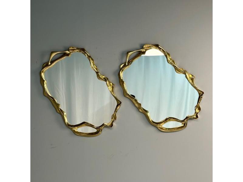 Contemporary, Organic Modern, Surrealist Bronze Wall Mirrors, Free Form