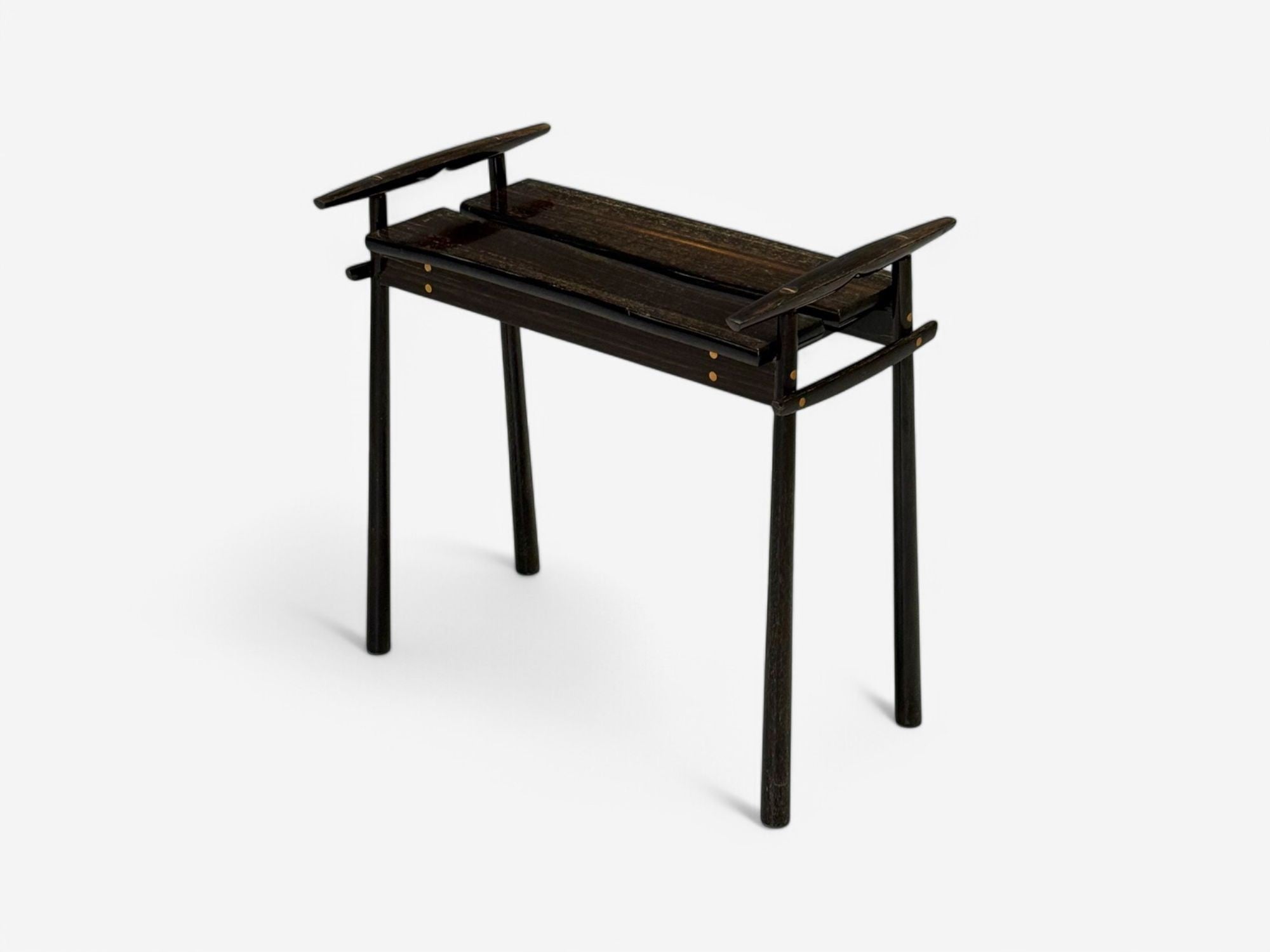 David Ebner, American Studio Craft, Ebony Wood, Rare Torii Side Table, USA, 1984