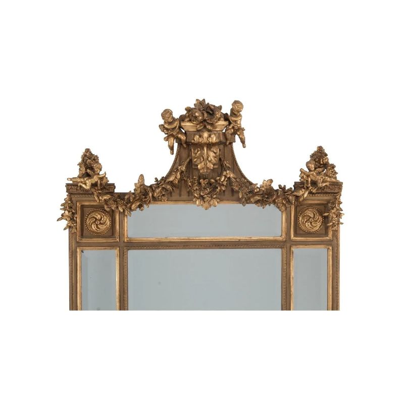Pair of Palatial Mirrors Louis XVI Giltwood Hand Carved, Pier / Console / Wall