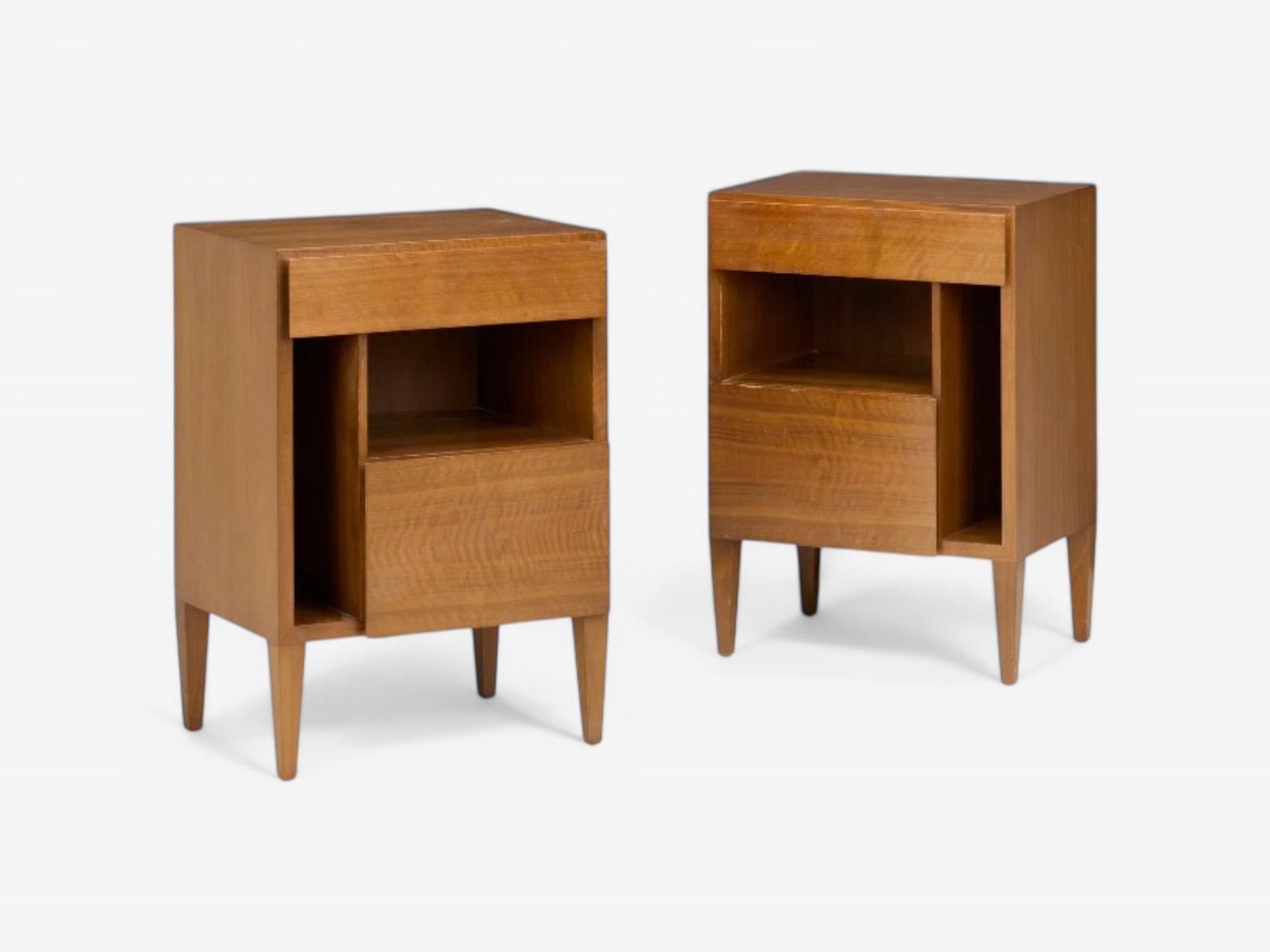 Gio Ponti, Singer & Sons, Mid-Century Modern, Rare Sculptural Nightstands, 1950s
