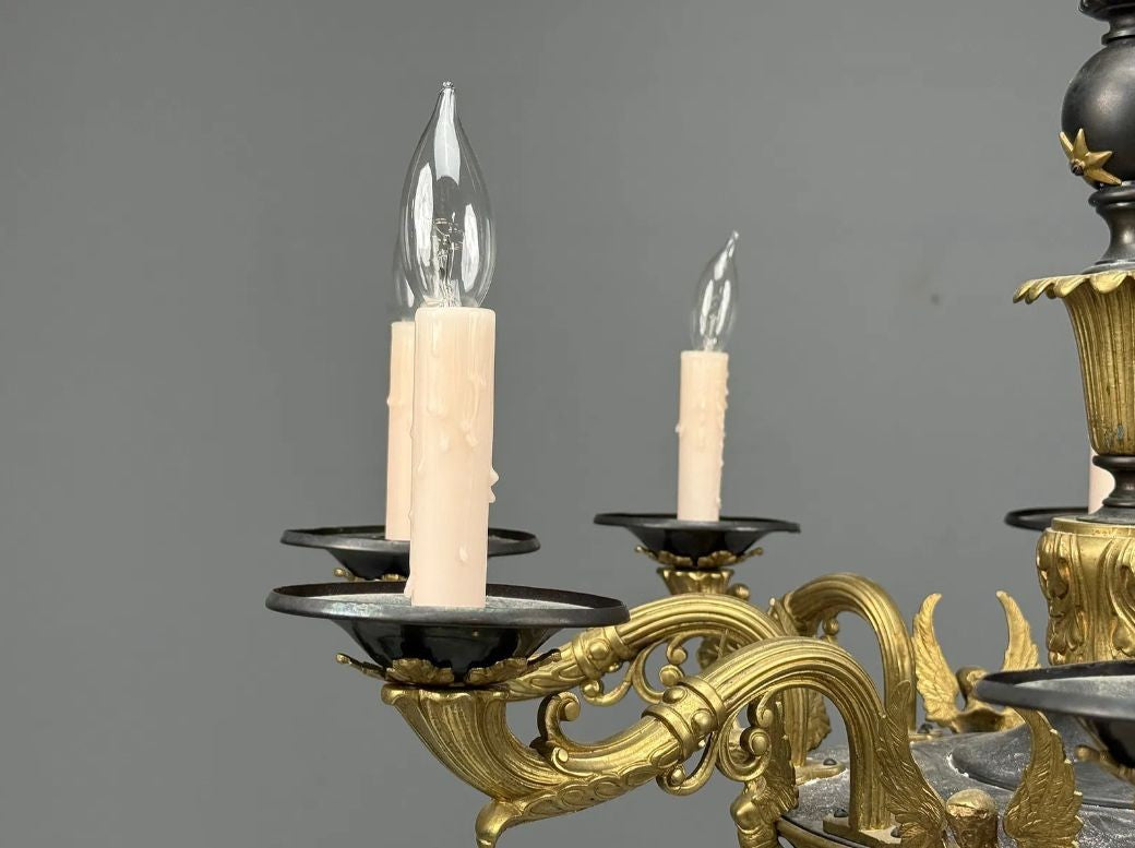 Federal Style, Chandelier, Bronze, Ebony, Europe, 1960s