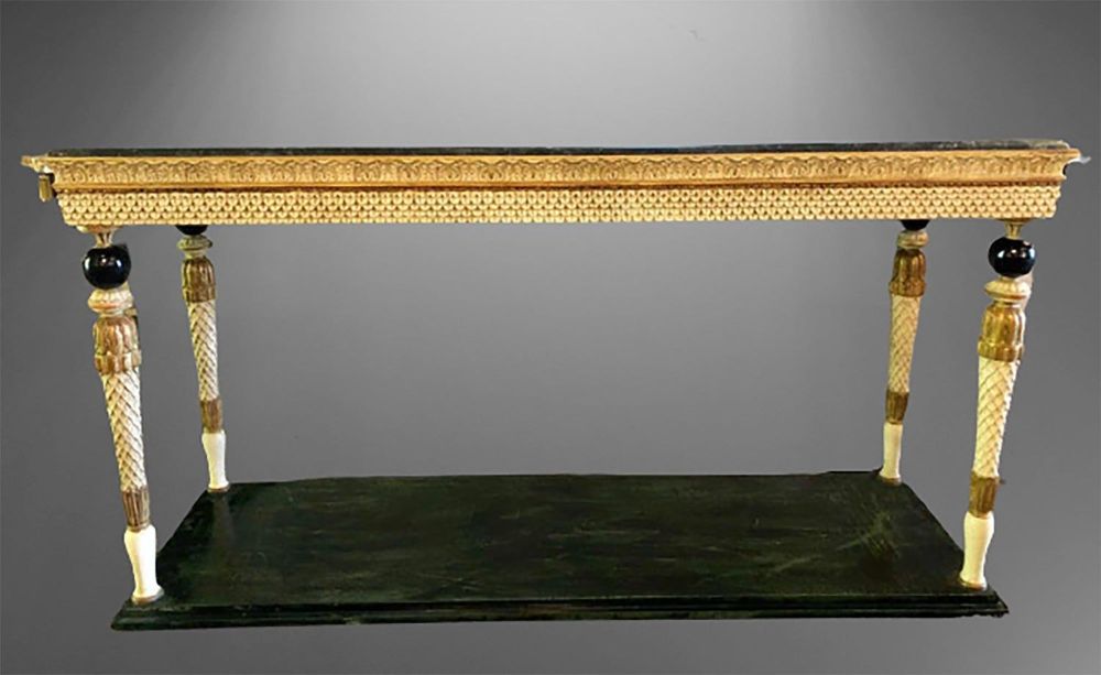 Pair of Neoclassical Style Marble-Top Consoles Attributed to Maison Jansen