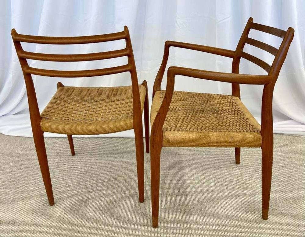 Set of 8 Mid-Century Modern Dining Chairs, Danish, Niels Moller, 1950s