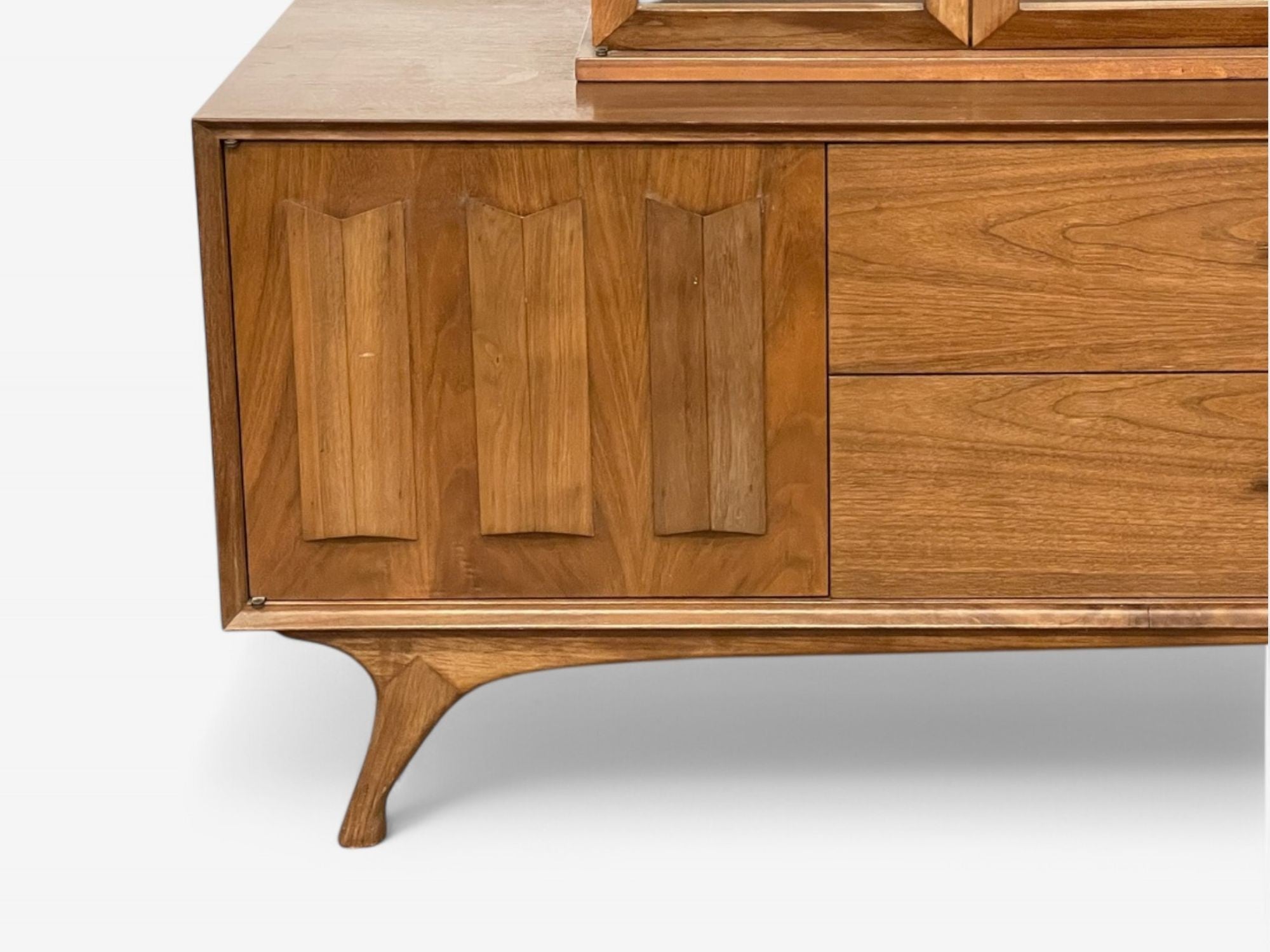 Duiske, Irish Mid Century Modern, Stained Wood, Glass, Breakfront, 1950s