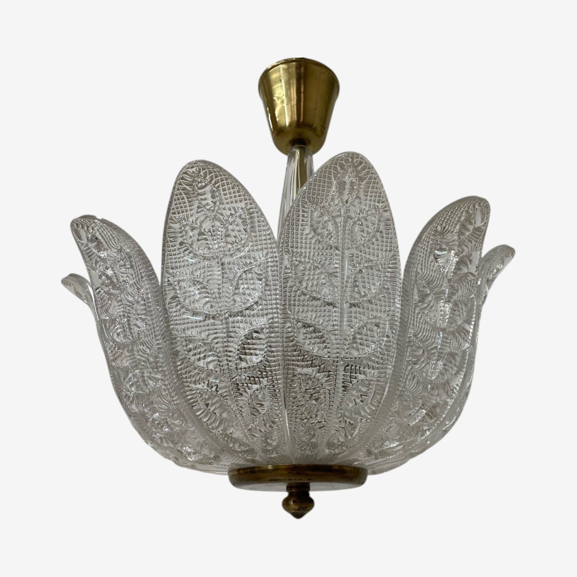 Carl Fagerlund, Swedish Modern, Slumped Glass, Pendant Light, Sweden, 1940s