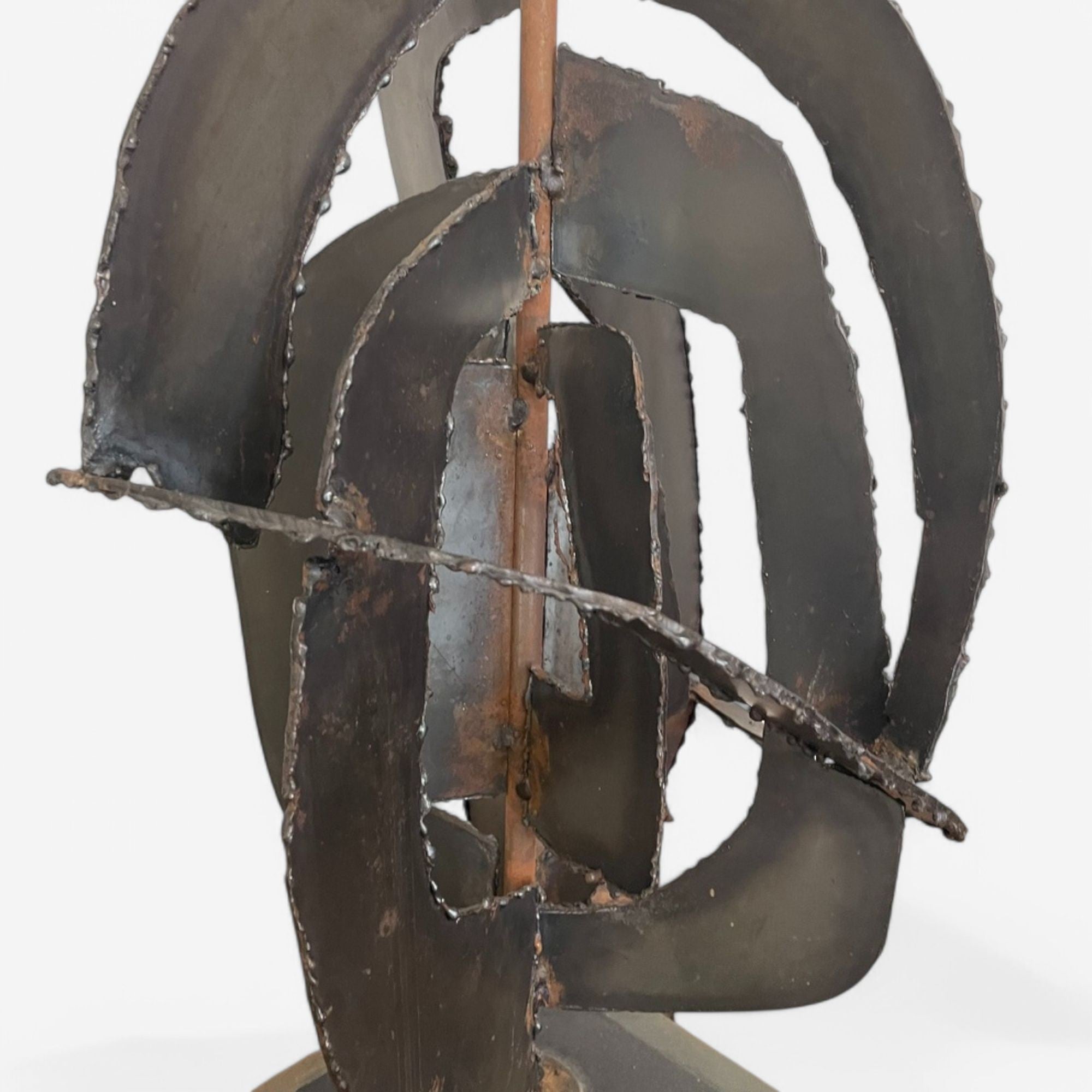 Harry Balmer, Brutalist Mid Century Modern, Blackened Steel, Table Lamp, 1970s