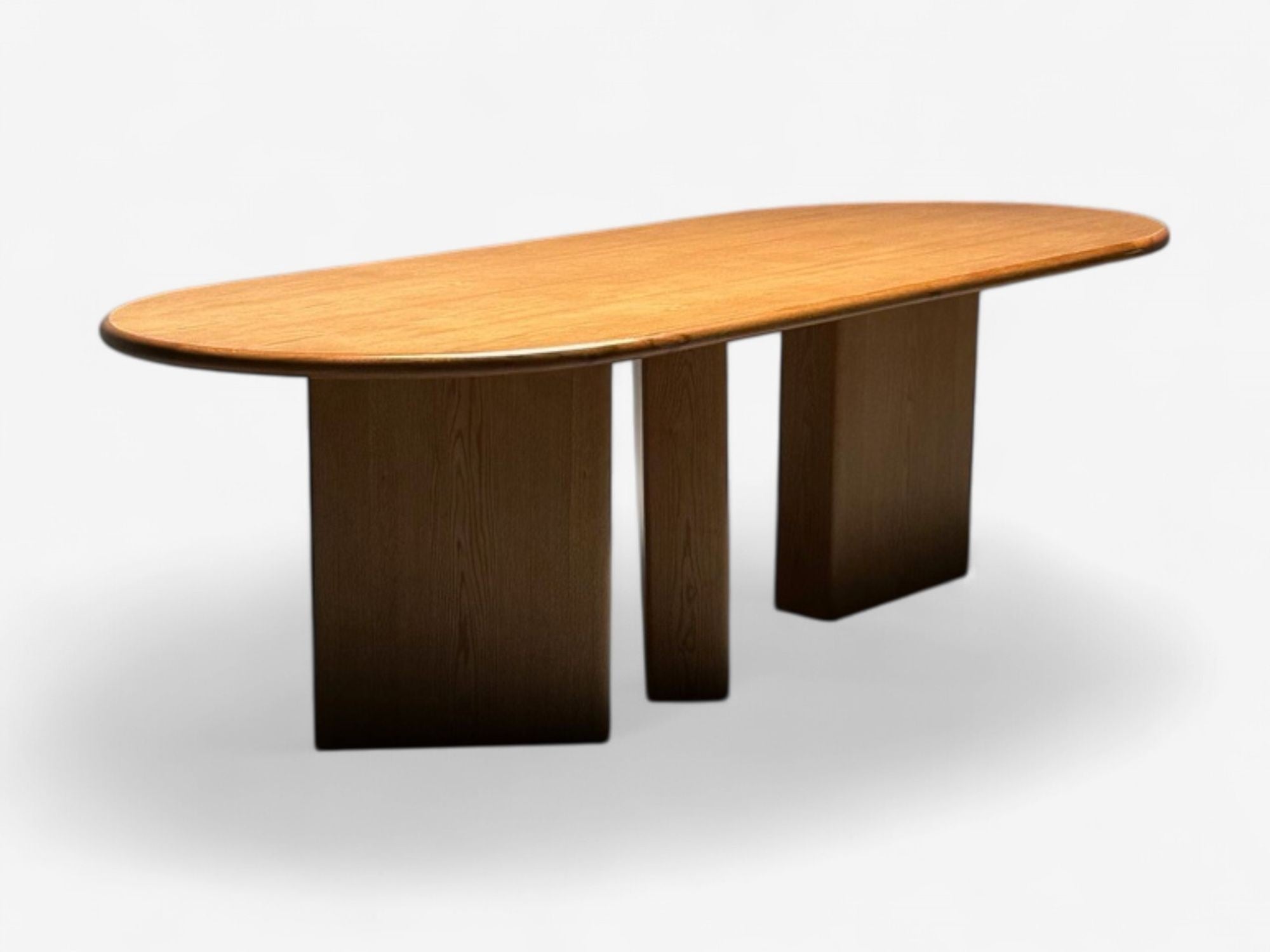 Organic Modern, Solid Oak, Handcrafted Pedestal Oval Dining Table, 21st C.