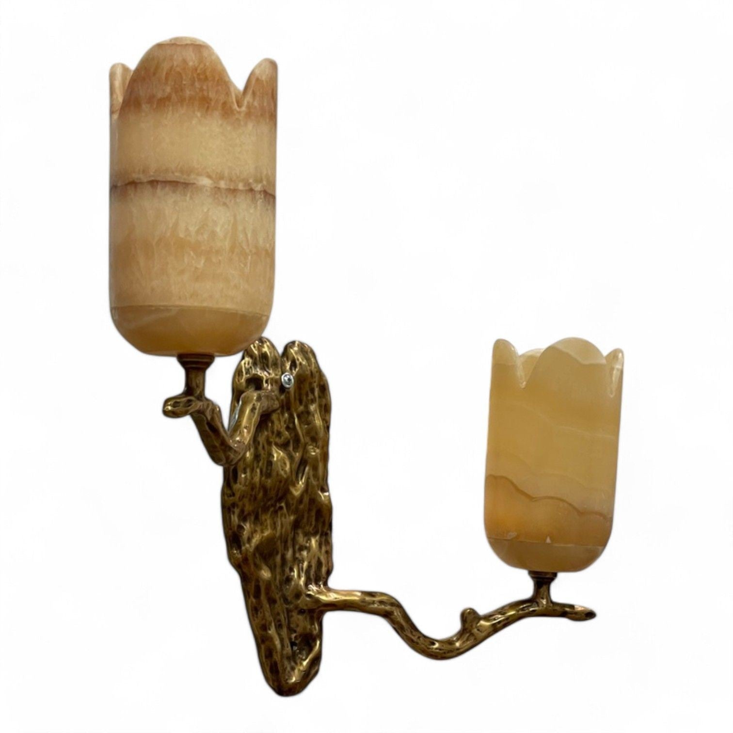 Contemporary, Modern Wall Sconces, Branch Motif, Bronze, Alabaster, 21st C.