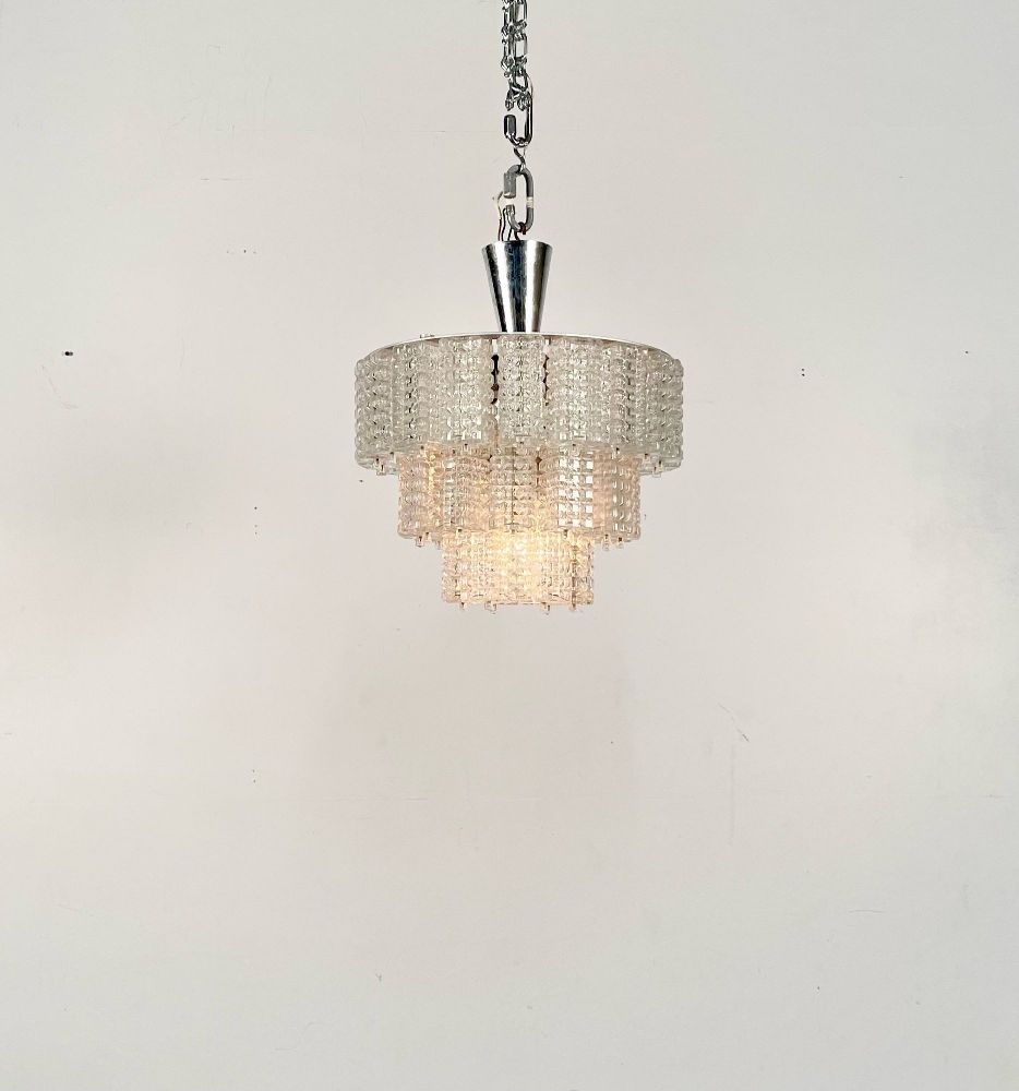 Small Austrian Mid-Century Modern Chandelier / Pendant by Kalmar, Three-Tier