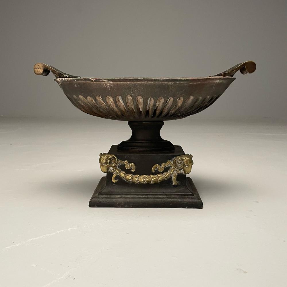 Regency, George III Style, Large Urn Planter, Cast Iron, Brass, England, 20th C.