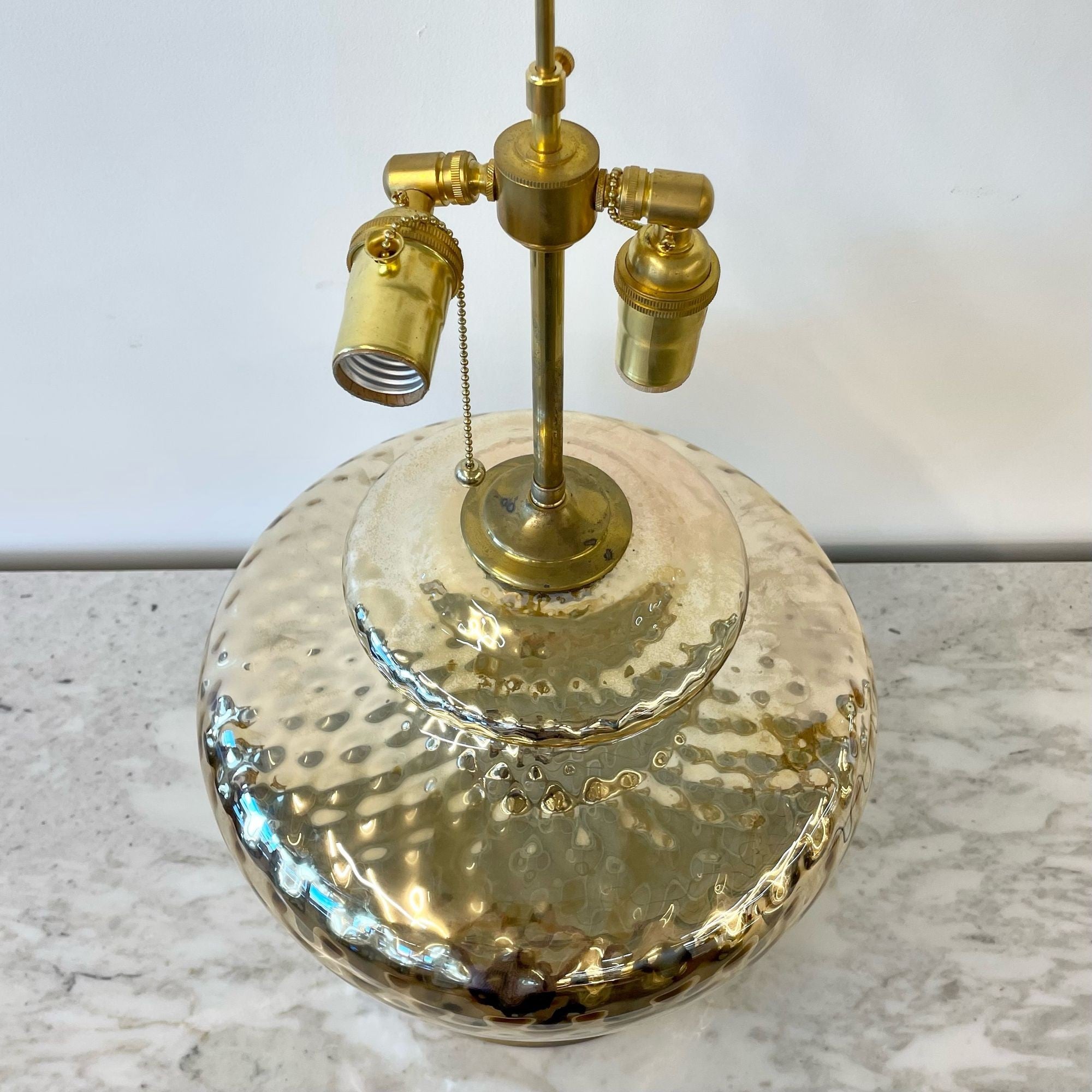 Single Large Mid-Century Modern Table Lamp, Mercury Glass, Brass, Jar, Urn Shape