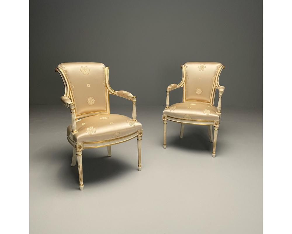 Maison Jansen Attr., Louis XVI Style, Hollywood Regency, Fauteuils, Scalamandre