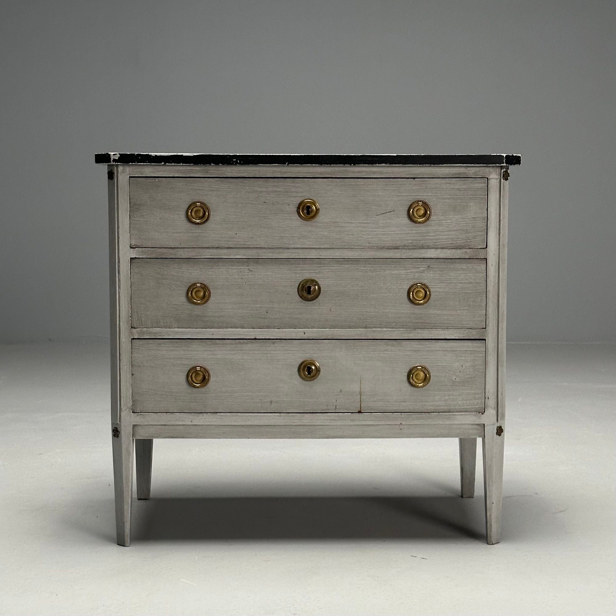 Gustavian, Swedish Commode, Gray Paint Distressed, Sweden, 1950s