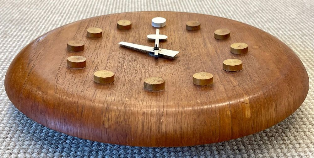 Mid-Century Modern Danish Wall Clock by Fritz Hansen, George Nelson, Teak, 1957