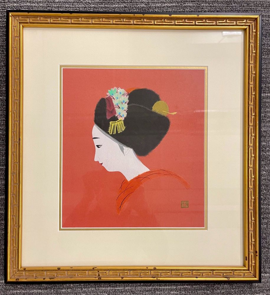 Pair of Japanese Woodblocks Custom Frames Signed